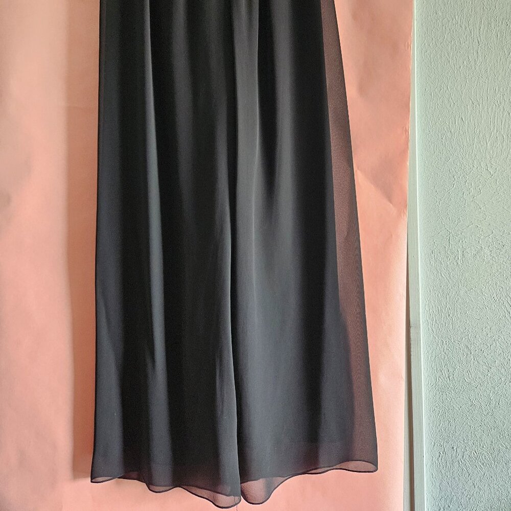 Alex Evening - Black Flowing Evening Pants with Sheet overlay. Size M Petite